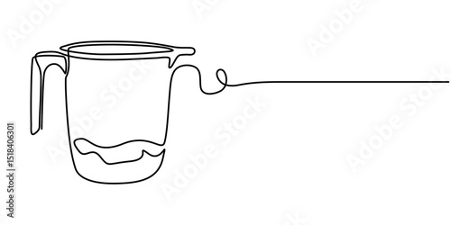 Plastic Mug continuous one line drawing, Shower Mug one line drawing, icon mug, silicon, line mug, toddler, shower plastic line object suck white, supply, water mug, style, isolated, design. 