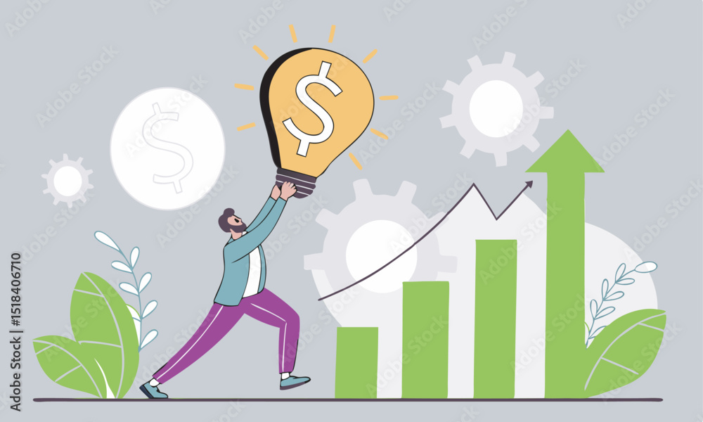 Obraz premium Economic prosperity, business profit growth vector illustration.