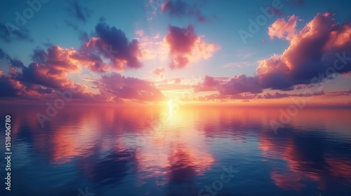 Sunset over calm ocean