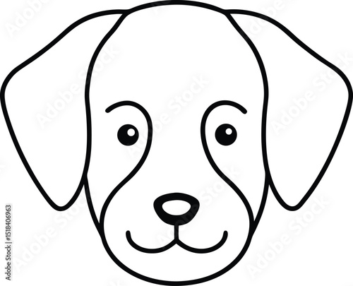 Adorable Puppy Line Art Simple Dog Head Illustration