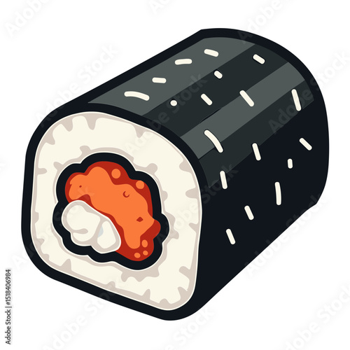 Color vector illustration of sushi roll with nori
