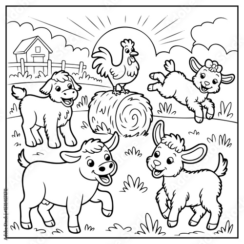 Coloring Page Outline Of a Cute Little Puppy With Their Pet