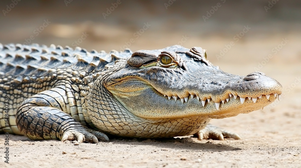 Fototapeta premium Close-up of crocodile on sand