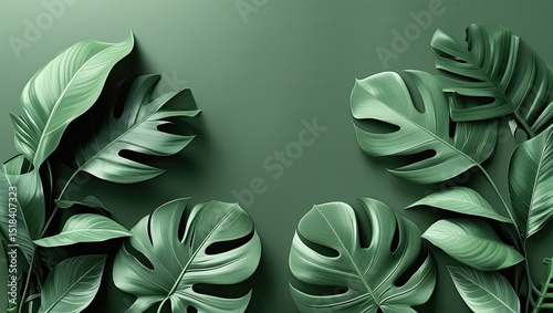 Green Monstera Leaf Design