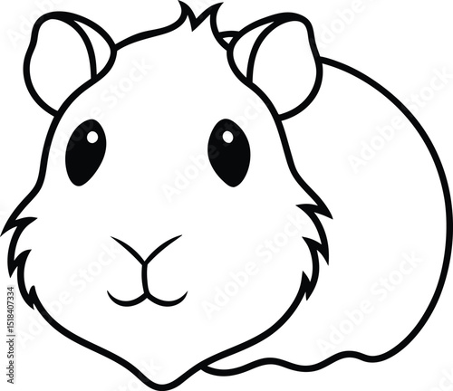 Adorable Guinea Pig Illustration Line Art Drawing of a Cute Cavy