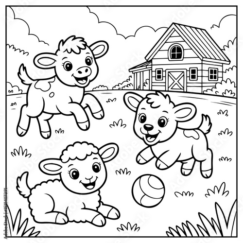 Coloring Page Outline Of Cute Farm Animal Characters Coloring Book