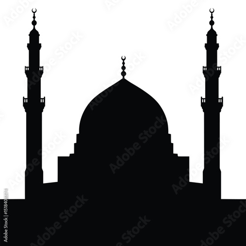 Majestic mosque silhouette islamic architecture design