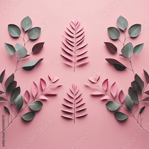 Pink and Green Leaf Symmetry