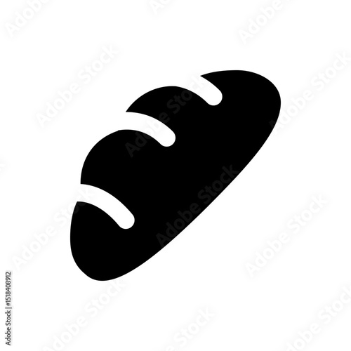 Illustration of a loaf of bread with three sections depicted in solid black on a white background view