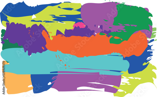Modern Abstract Hand Painting Elements: Vivid Watercolor and Acrylic Line Strokes and Blots on Textured Paper for Creative Design Use