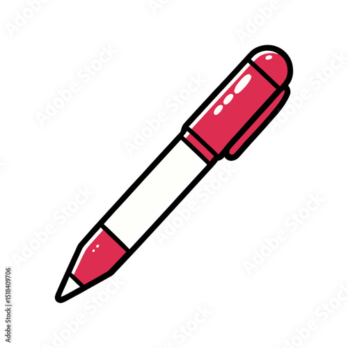red and white pen vector illustration isolated