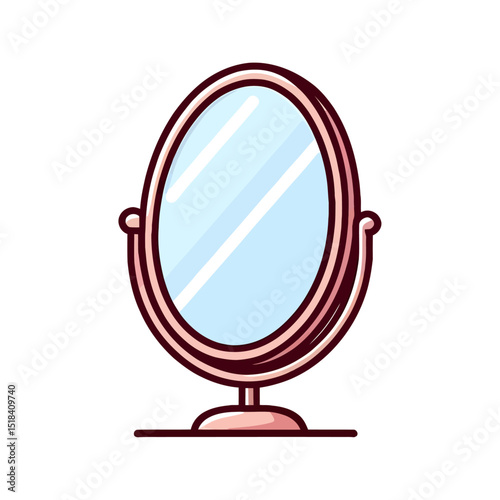 small pink makeup mirror vector illustration isolated