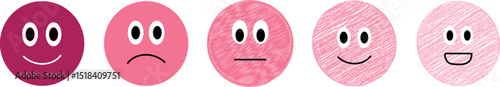 Playful Retro Doodle Vector Pack: A Funky Collection of Groovy Cartoon Pink Elements Including Cute Smile,Sad,Happy,Angry, and Saturn for Kids' Decorative Designs and Toys