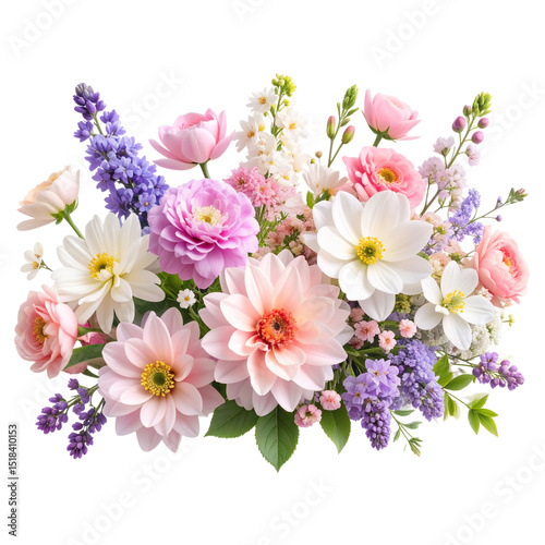  Spring Bloom Floral Explosion – 3D Rendered Blossoms on Transparent Background