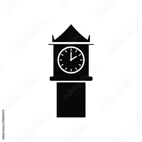 Classic grandfather clock timepiece black silhouette