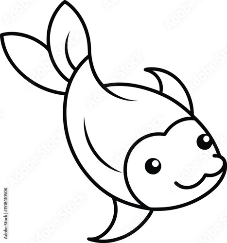 Adorable Cartoon Koi Fish Line Art Illustration for Coloring