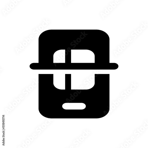 Browser window icon with three circles and a three dimensional cube shape in black and white color scheme