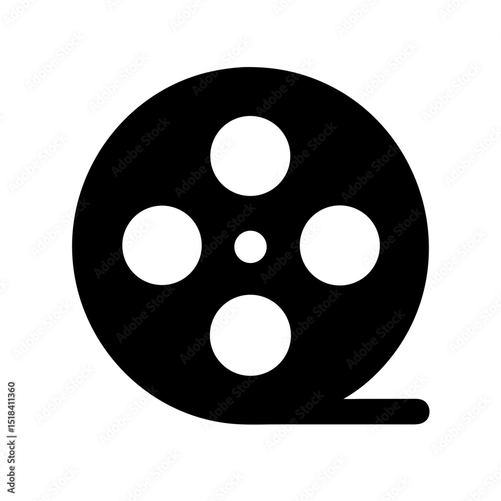 Obraz premium Classic film reel icon. Simple black film reel symbol perfect for movie industry logo. This film reel image is ideal for cinema branding and app icon design.