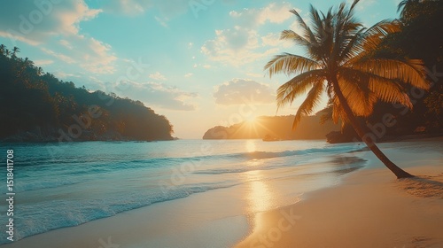 Tropical sunset beach scene (1)