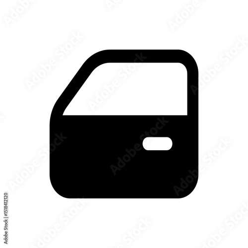 Black silhouette of an airplane landing with a horizontal line below it on a white background