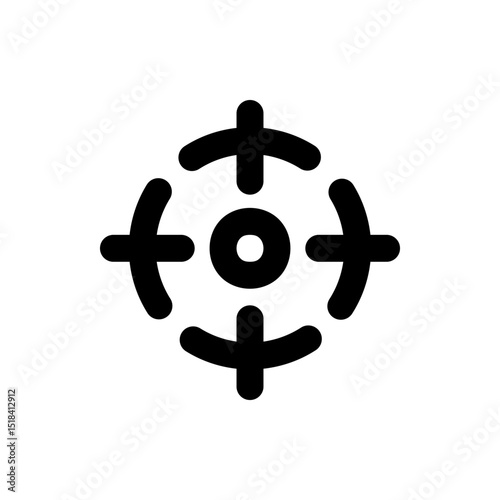 Illustration of a black android robot with white outlines and rounded features on a white background plane