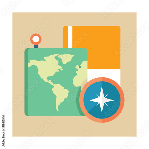 Travel Journal with Map and Compass