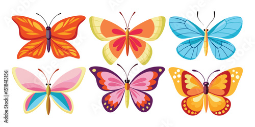 a set of vector Flight Butterfly, Moonlit Skip Butterfly, Gentle Leap Butterfly,