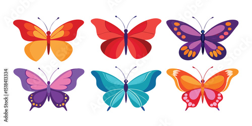 a set of vector Floating Muse Butterfly, Illusion Flight Butterfly, Moonlit Skip Butterfly, Gentle Leap Butterfly,