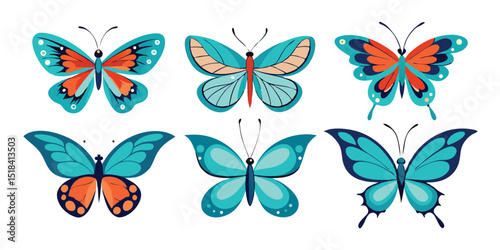 a set of blue Tranquil Spin Butterfly, Mystic Wink Butterfly, Floating Muse Butterfly, Illusion Flight Butterfly, Moonlit Skip Butterfly, Gentle Leap Butterfly,