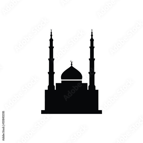 Majestic mosque silhouette islamic architecture design