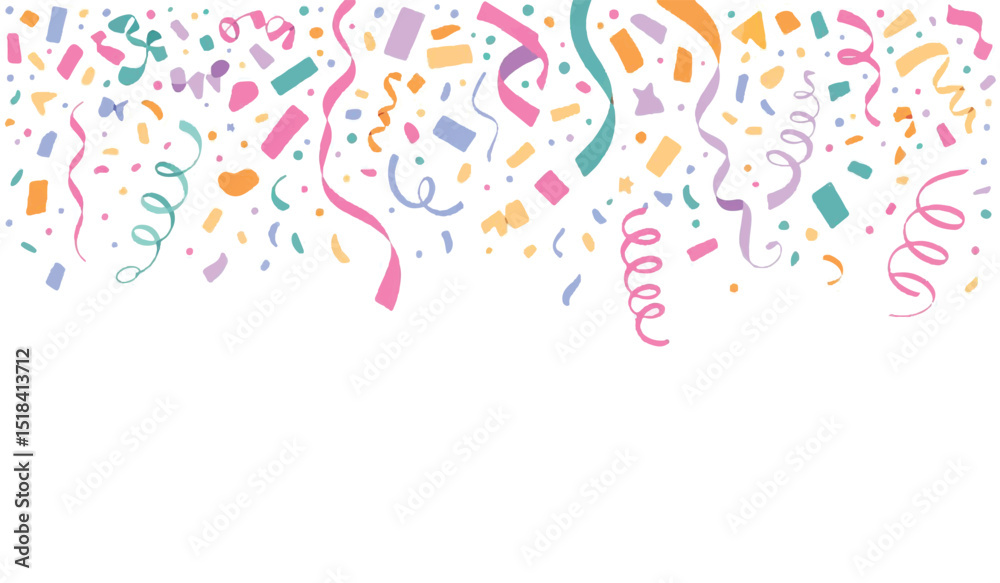 Fototapeta premium Colorful Confetti Streamers Celebration Background for Parties