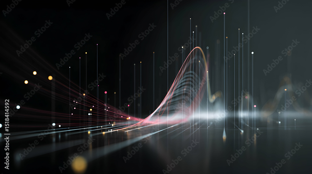 Obraz premium Abstract digital wave form visualization against a dark background with light elements.