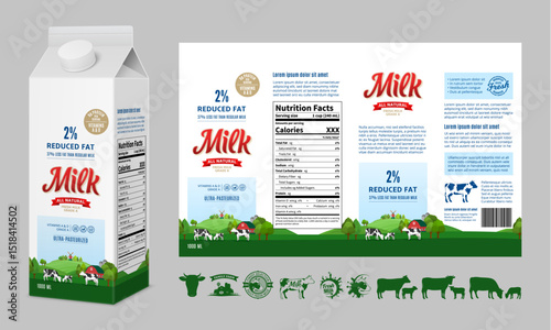 Vector milk carton packaging design template