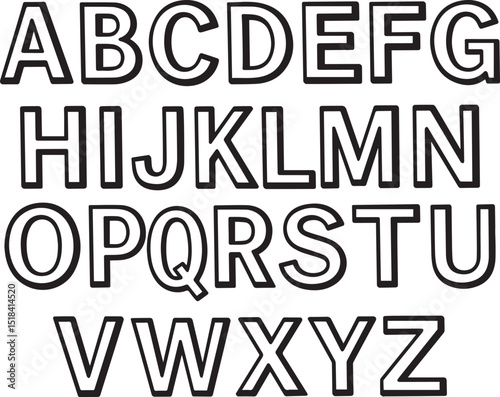 Outlined Uppercase Letters of the English Alphabet Collection