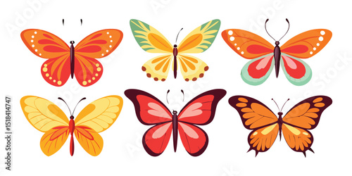 a set of vector Sky Dancer Butterfly, Glow Glide Butterfly, Soft Pulse Butterfly, Joyful Loop Butterfly,