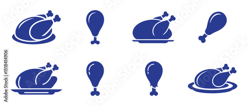 Black color chicken silhouette vector. Roast icon. Hen silhouette vector illustration