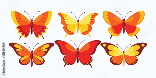 a set of vector Silent Pattern Butterfly, Sky Dancer Butterfly, Glow Glide Butterfly, Soft Pulse Butterfly, Joyful Loop Butterfly,