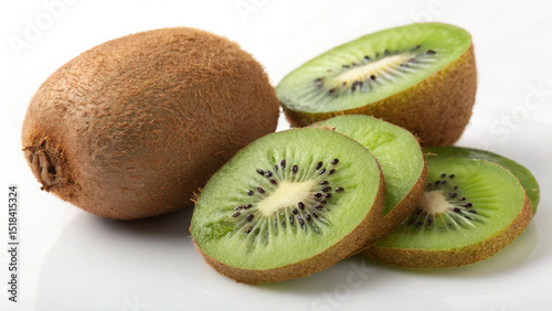Kiwi fruit on a white background