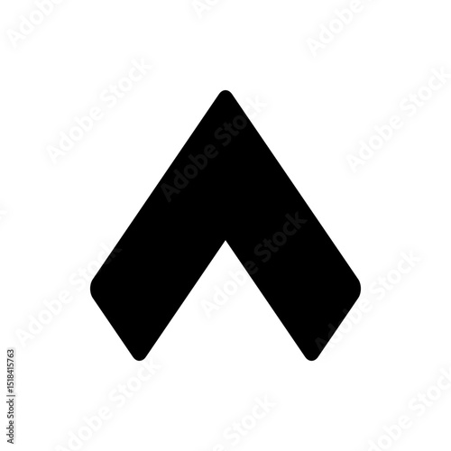 Black arrow turning left and then down indicating a change in direction on a white background plain view