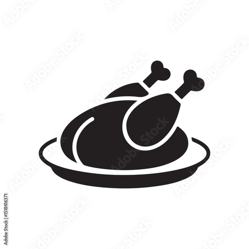 Black color chicken silhouette vector. Roast icon. Hen silhouette vector illustration