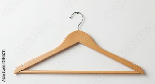 Wooden clothes hanger isolated on white background for apparel retail fashion or branding concept 
