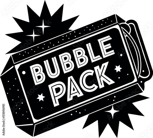 Bubble Gum Pack Vector With Sparkle Text Shallotte on white background