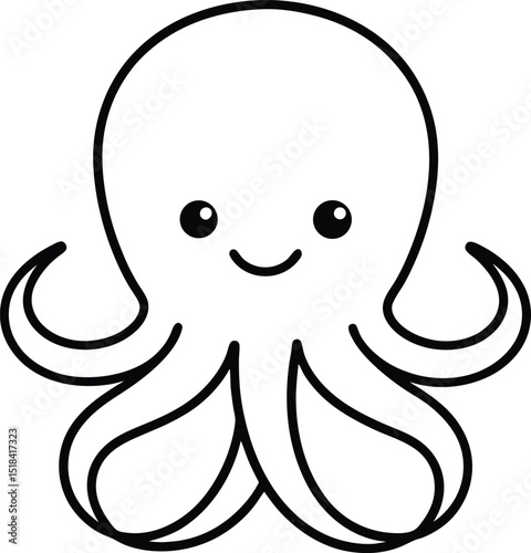  octopus icon line art vector illustration on transparent background