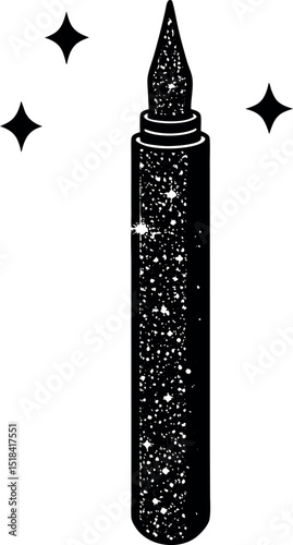 Glittery Eyeliner Pen Vector Girly Y2K Style Shallotte on white background