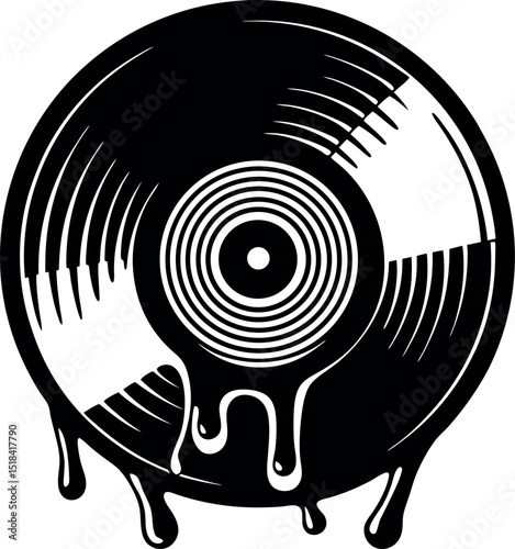Melting Vinyl Record Vector Shiny Effect Shallotte on white background