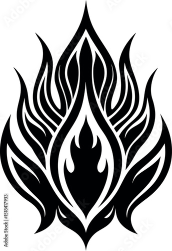 Metallic Flame Pattern Icon Vector Shallotte on white background