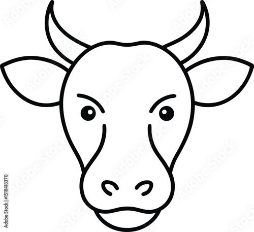 ox head icon line art vector illustration on transparent background