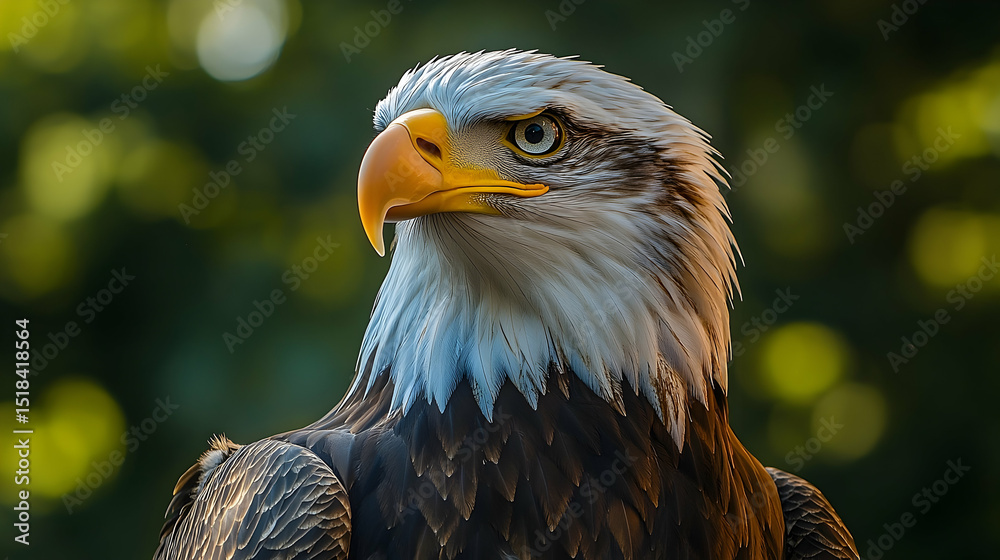 Fototapeta premium Close-up of an eagle's head and upper body.