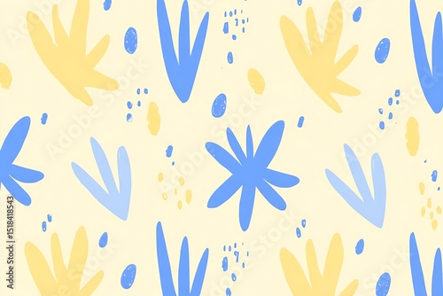 Abstract blue and yellow floral pattern