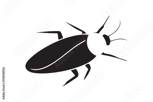 Cockroaches silhouette on white background.